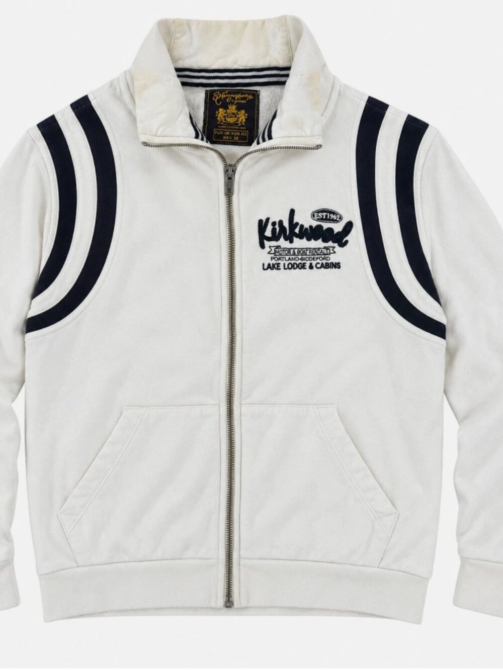 Springfoot Original Kirkwood Zip Sweatshirt Jacket Cream Navy M 3/38 Thrashed